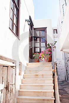 Traditional greek alley on Naxos island
