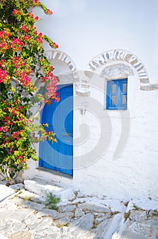 Traditional greek blue doors