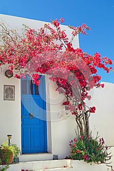 Traditional greek door on Sifnos island photo
