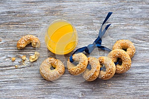 Traditional Greek Easter biscuits with sesame seeds