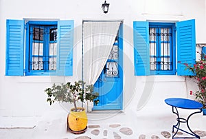 Traditional greek house facade, Greece