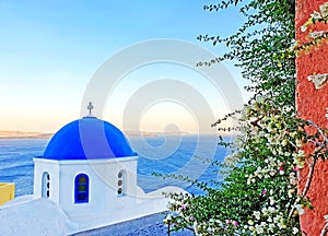 Traditional greek Orthodox chapel at Oia village Santorini island Greece