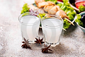 Traditional Greek ouzo, alcohol drink with anise