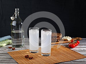 Traditional greek ouzo in two glasses