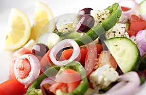 Traditional greek salad close-up photo