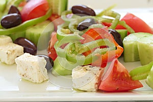 Traditional Greek Salad with Fetta Cheese, Tomatoes, Cucumber, Pepper and Olives