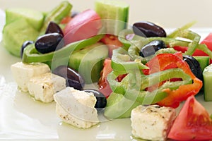 Traditional Greek Salad with Fetta Cheese, Tomatoes, Cucumber, Pepper and Olives