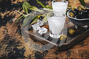 Traditional greek vodka ouzo