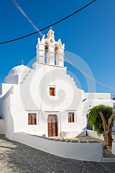 Traditional Greek whitewashed church on Folegandros