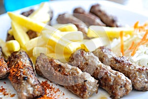 traditional grill in  macedonia and balkans , kebap in a plate