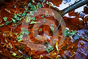 Traditional Gujarati Home made sev tomatoes dish.