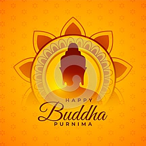 traditional guru purnima background with gautama buddha silhouette