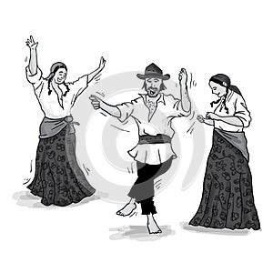 Traditional gypsies dancing