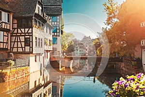 Traditional half-timbered houses in La Petite France, Strasbourg, Alsace, France