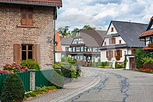 Traditional half-timbered houses in a streets of Seebach