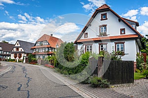 Traditional half-timbered houses in a streets of Seebach