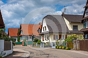 Traditional half-timbered houses in a streets of Seebach