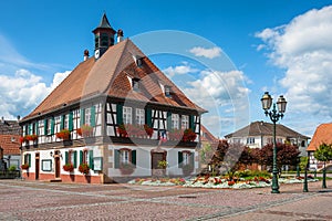 Traditional half-timbered houses in a streets of Seebach