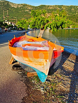Traditional Hand Built Wooden Greek Fishing Boat Repainting