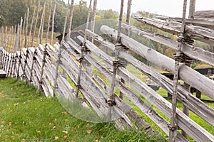 Traditional hand made roundpole fence in Uvdal, Norway