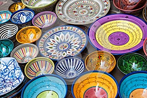 Traditional handcrafted ceramic pottery in Morocco