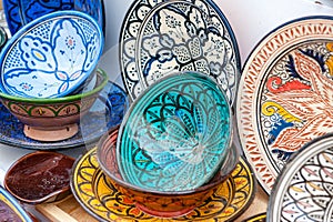 Traditional handcrafted ceramic pottery in Morocco