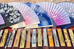 Traditional handicraft chinese fans at market in Yangshuo, China