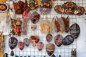 Traditional handicraft puppets mask souvenir retail display