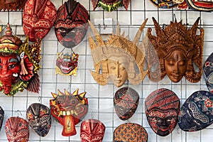 Traditional handicraft puppets mask souvenir retail display