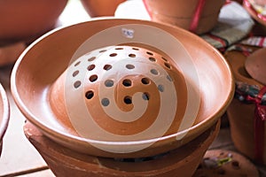 Thai pattern pottery sell in market at Ko Kret, Nonthaburi Thailand.