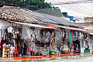 Traditional handmade ruanas at the beautiful small town of Nobsa in the region of Boyaca in Colombia