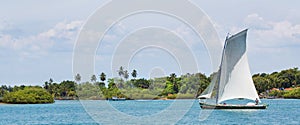 Traditional handmade sail boat in the amazon of Brazil.