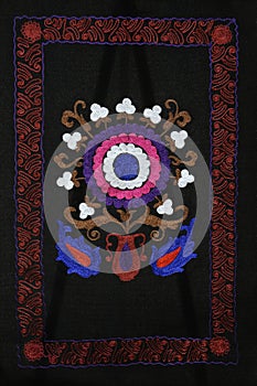 Traditional handmade Tajik colorful embroidery suzani, carpet
