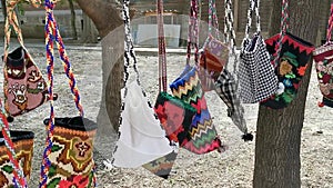 Traditional handmade textile bag colorful