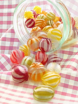 Traditional hard boiled sweets in jar