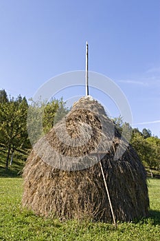 Traditional haystack rural scene