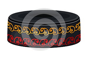 Traditional Headdress or Hat with Indigenous Embroidery as Georgia Country Attribute Vector Illustration