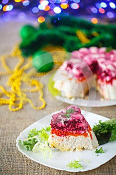 Traditional herring under boiled vegetables