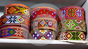 Traditional Himachali caps, Manali, Himachal Pradesh, India