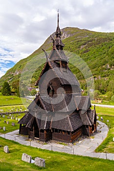 Traditional historic Borgund stave church, Fjordane, Norway