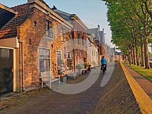 Traditional historical dutch houses at the waterfront in the cit