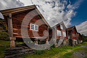 Traditional Historical Norwegian Houses Otternes Bygdetun, Aurlands Fjord, Sogn og Fjordane, Norway