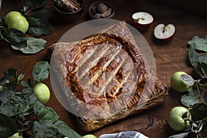 Traditional homemade Apple turnover puff pastry pie