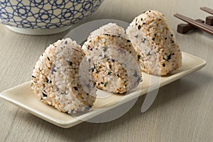 Traditional homemade Japanese onigiri