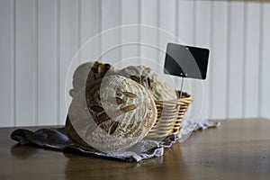 Traditional homemade Sourdough bread in the basket