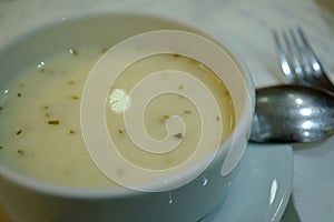 Traditional homemade yayla soup with bread