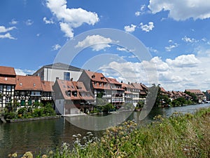 Traditional homes and gardens along the Regnitz Rive