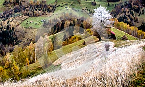 Traditional homes in Romania ,Transylvania autumn in Carpathian mountains landscape