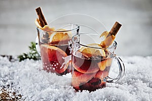 Traditional hot spicy mulled Gluhwein for Xmas