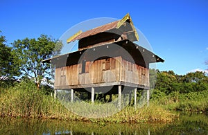 Traditional hous on stilts in Inle lake, Myanmar